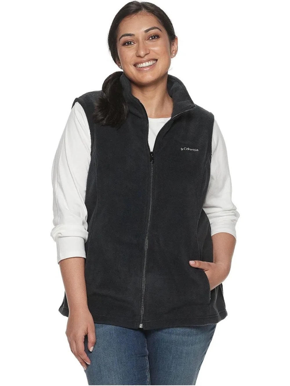 Columbia Women's Black Full-Zip Fleece Vest